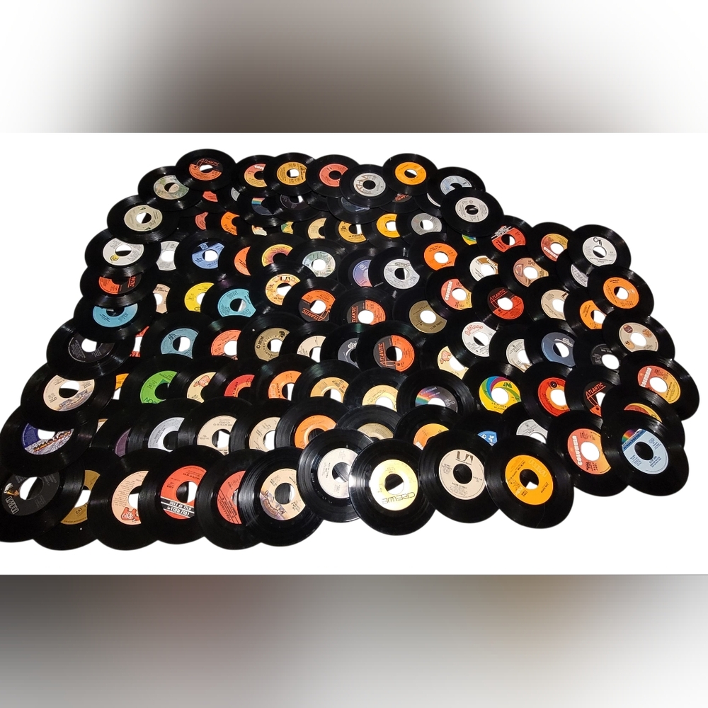 Vintage Lot of 20 45 RPM Vinyl Records – Retro Wall Art, Decor, or Crafts Mixed